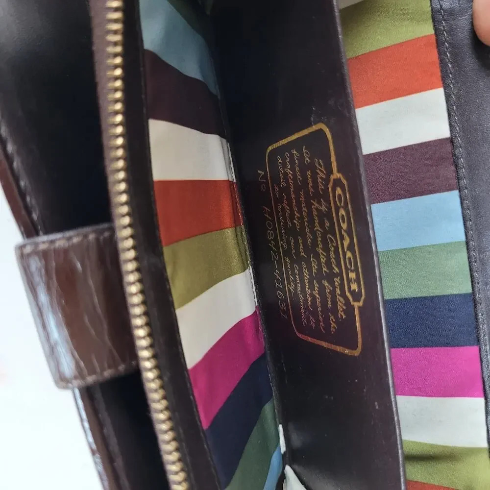 Coach Vintage Wallet Brown Logo HO842-41631 Zipper Flaw - Picture 8 of 14